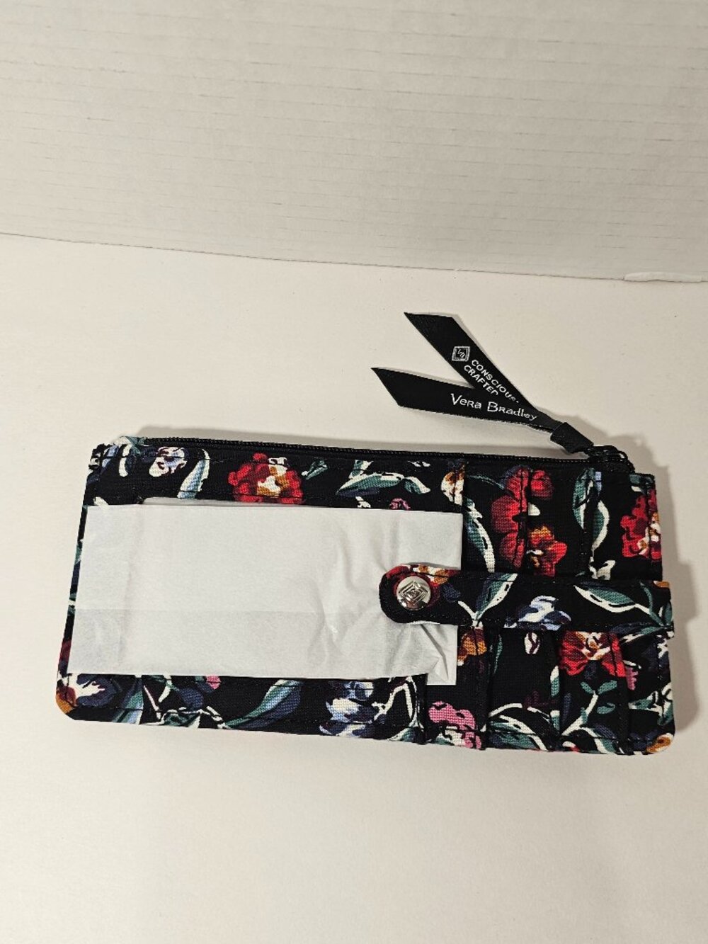 NWT Vera Bradley Ultimate Card Perennials Noir Case Wallet Bag Purse Tote Clutch